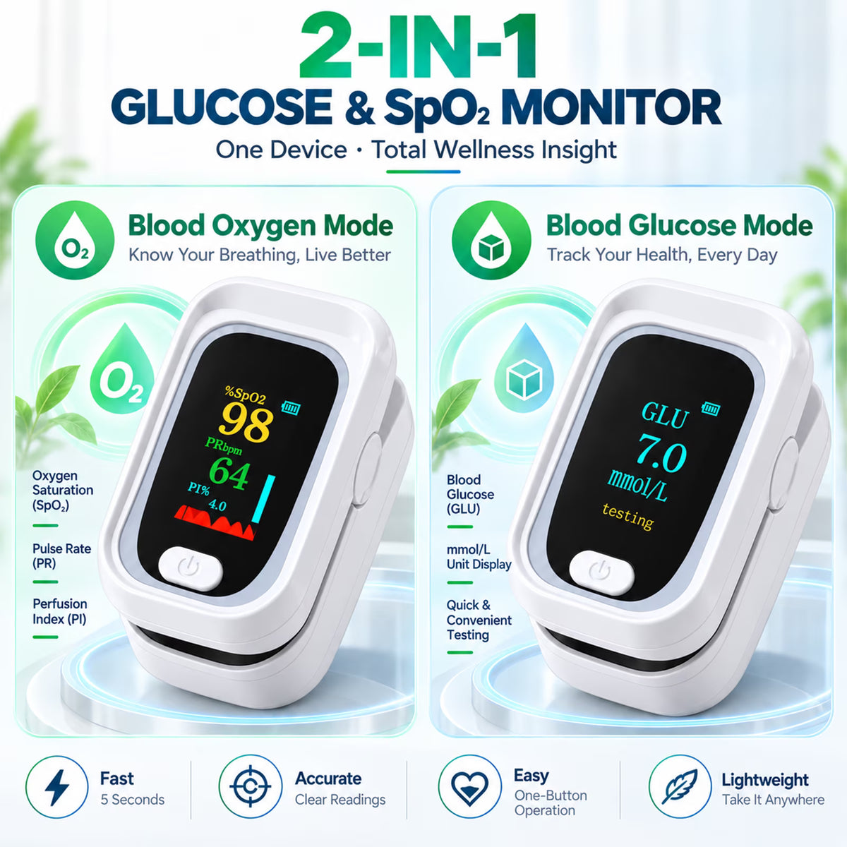 2-in-1 Non-Invasive Blood Glucose Monitor